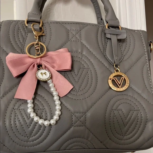 Valentino Orlandi Gray Quilted Satchel with Logo Strap - Picture 1 of 9